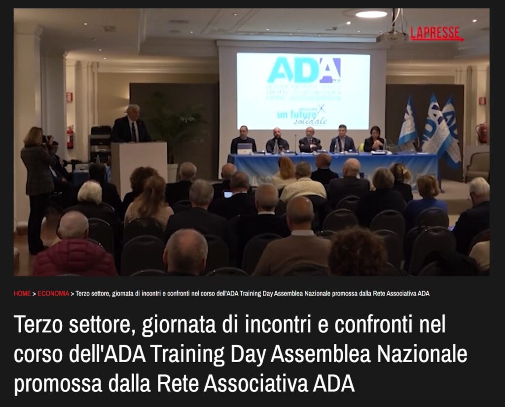 Terzo settore, giornata di incontri e confronti nel corso dell’ADA Training Day -Assemblea Nazionale promossa dalla Rete Associativa ADA